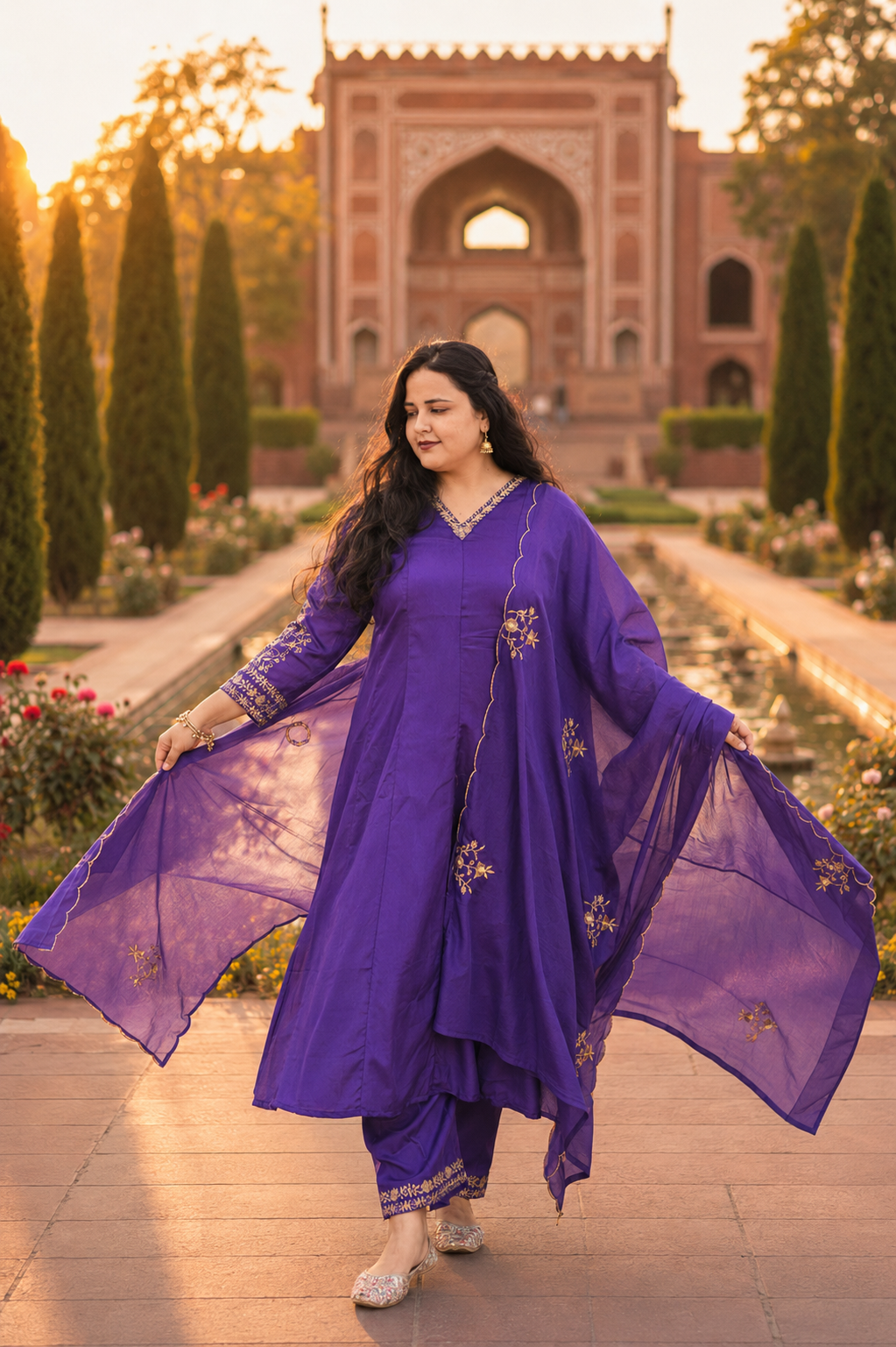Ethnic Grace Farshi Salwar – Wine Purple