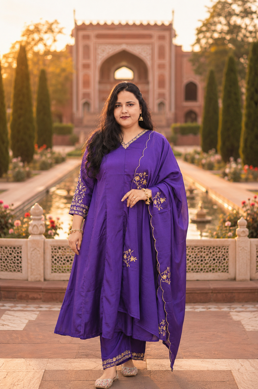 Ethnic Grace Farshi Salwar – Wine Purple