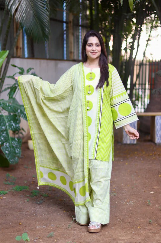 Polka Noor Florescent Green Farshi Set