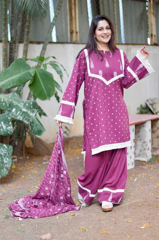 Ethnic Grace Farshi Salwar – Wine Purple