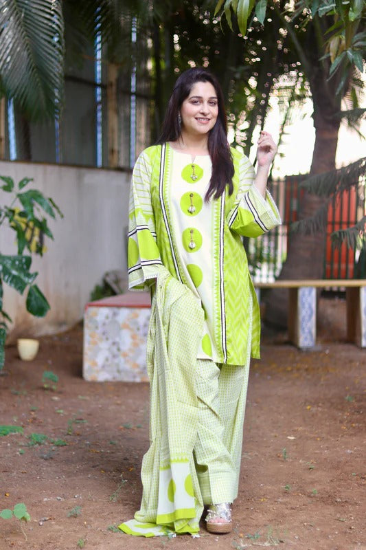 Polka Noor Florescent Green Farshi Set